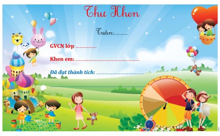 Mẫu thư khen học sinh