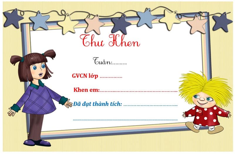 Mẫu thư khen học sinh