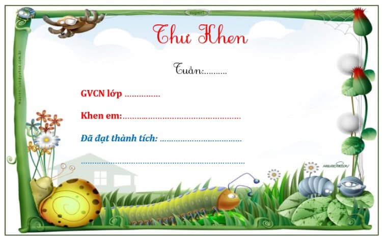 Mẫu thư khen học sinh