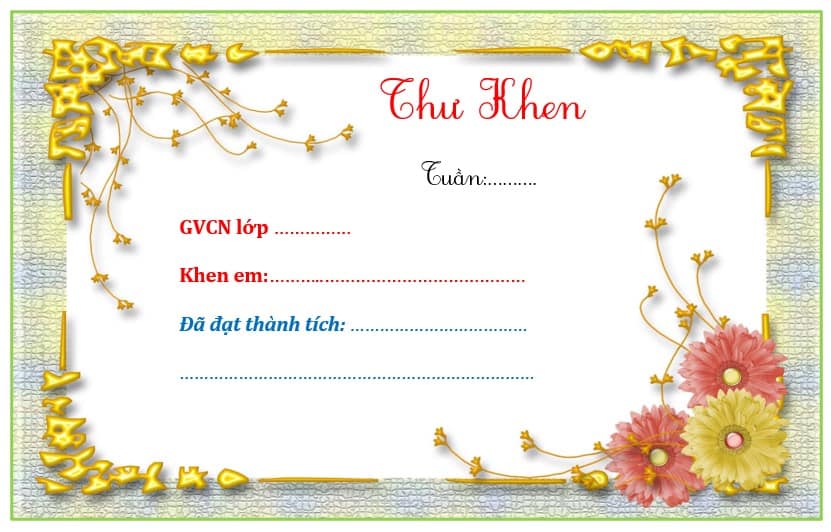 Mẫu thư khen học sinh