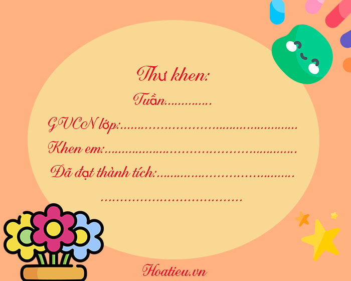 Thư khen học sinh tiểu học đẹp nhất