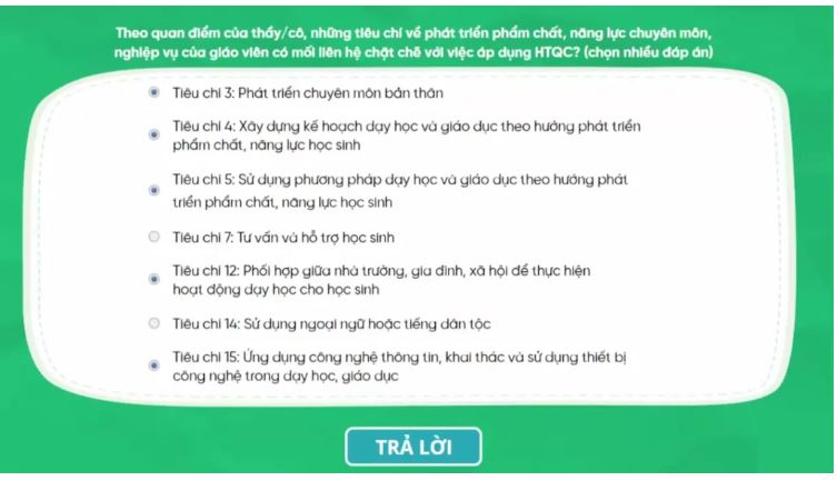 Đáp án mô đun học thông qua chơi