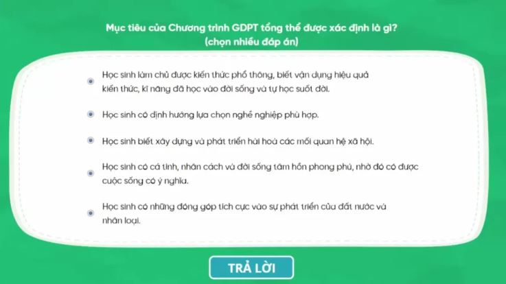 Đáp án mô đun học thông qua chơi