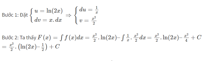 Giải nguyên hàm của hàm số mũ theo phương pháp nguyên hàm từng phần