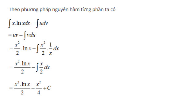 Bài tập nguyên hàm từng phần