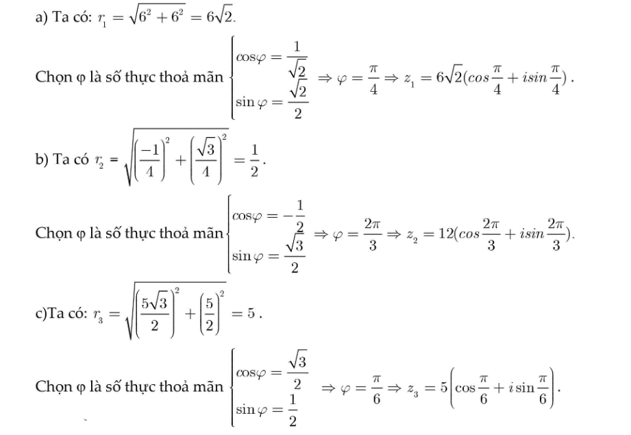 Bài tập dạng lượng giác của số phức