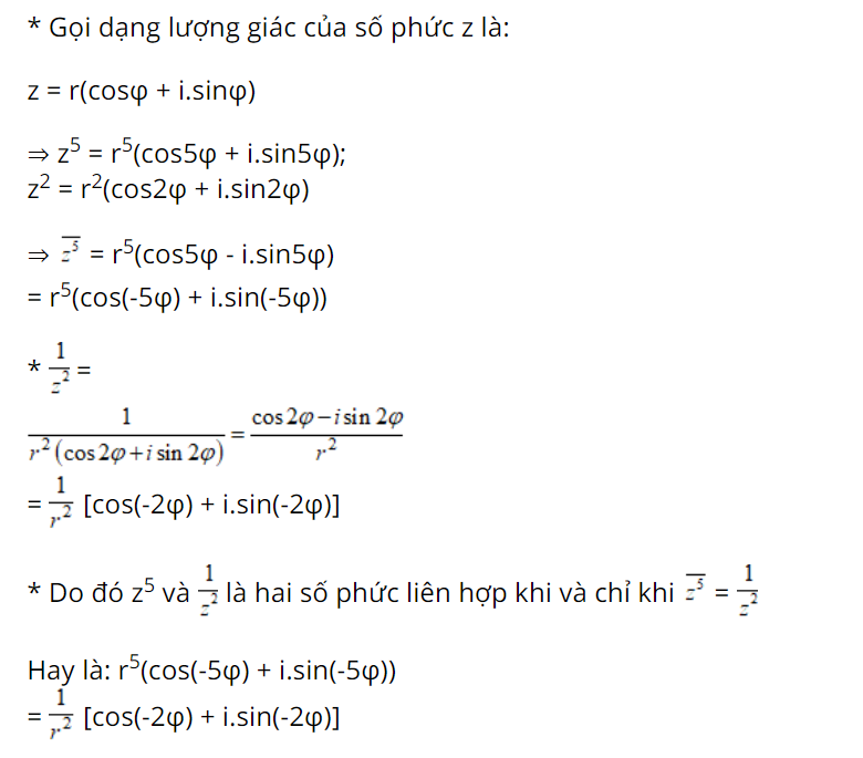 Giải bài tập phần dạng lượng giác của số phức