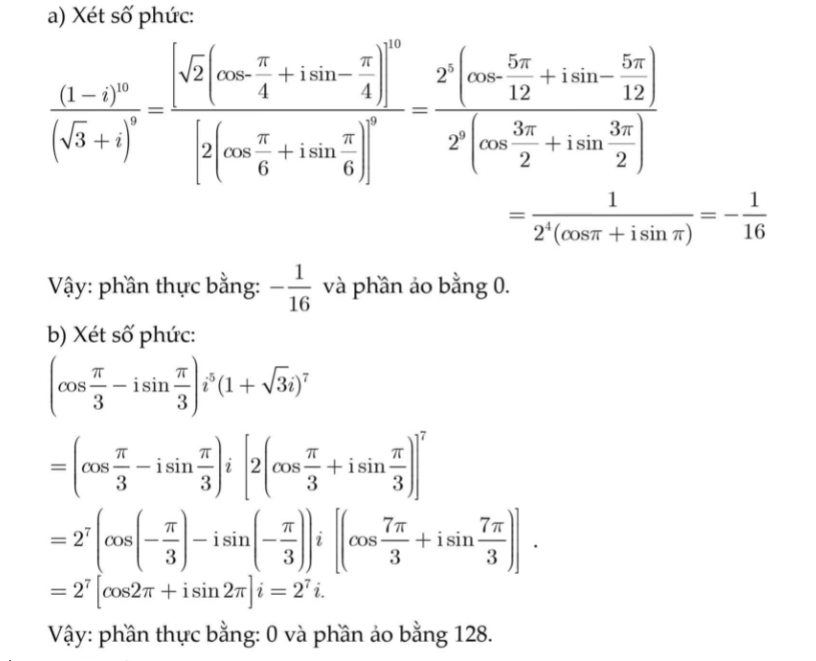 Giải bài tập dạng lượng giác của số phức