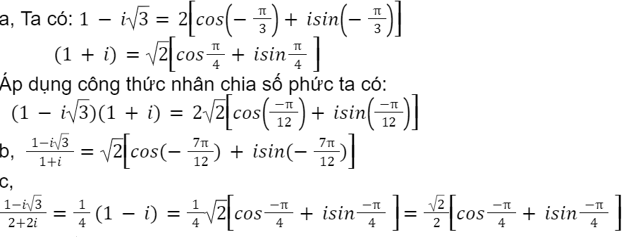 bài tập dạng lượng giác của số phức