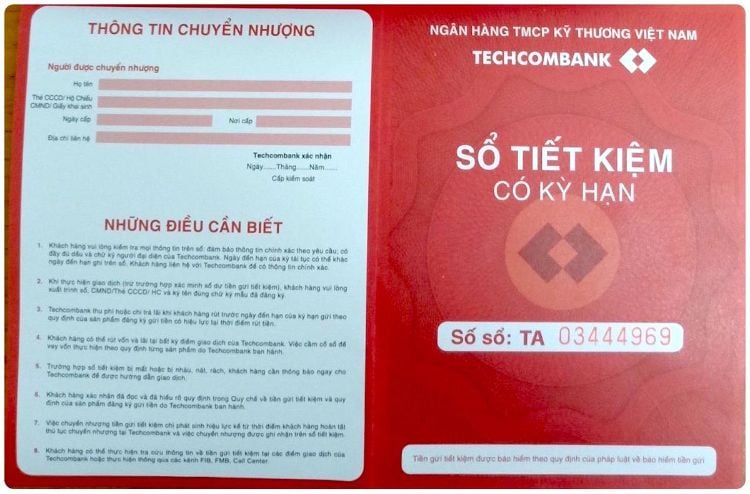 Sổ tiết kiệm Techcombank