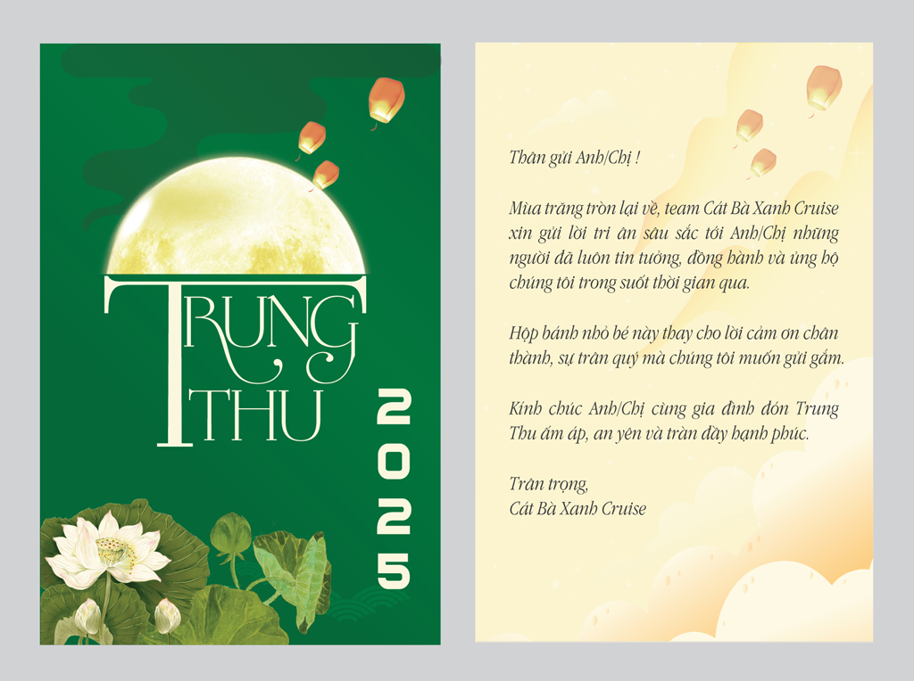 THiệp trung thu tông màu xanh