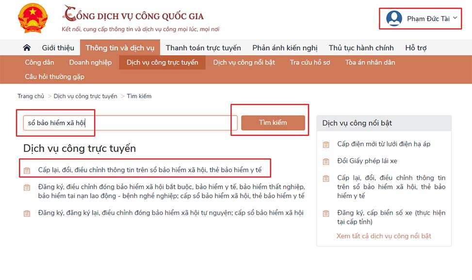 Cấp lại sổ BHXH qua cổng dịch vụ công quốc gia