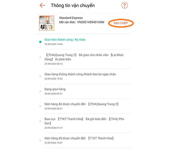 tra cứu đơn hàng standard express