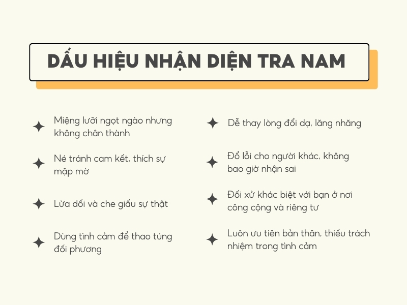 dấu hiệu nhận biết tra nam