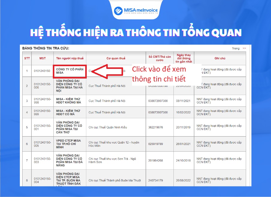 thông tin tổng quan về thông tin người nộp thuế