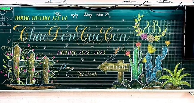 trang tri bang chao don hoc sinh 22