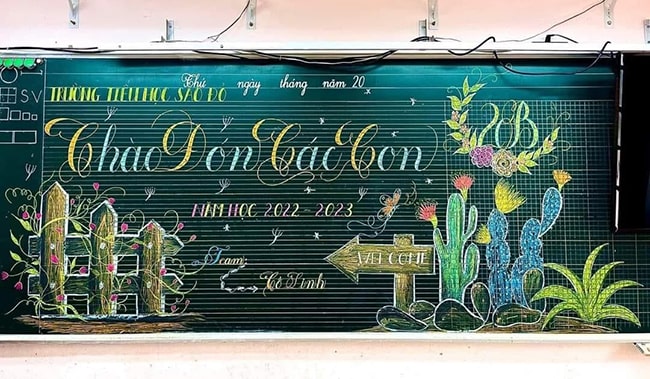 trang tri bang chao don hoc sinh 27