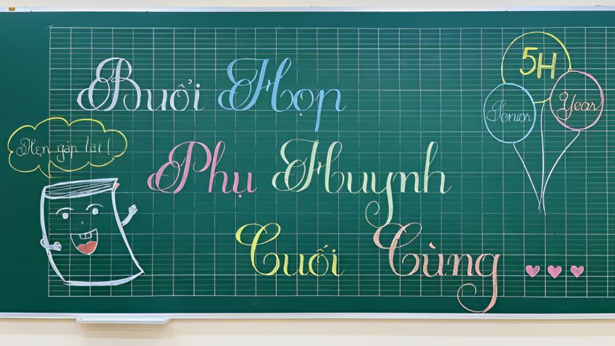 Trang trí bảng tổng kết năm học đơn giản