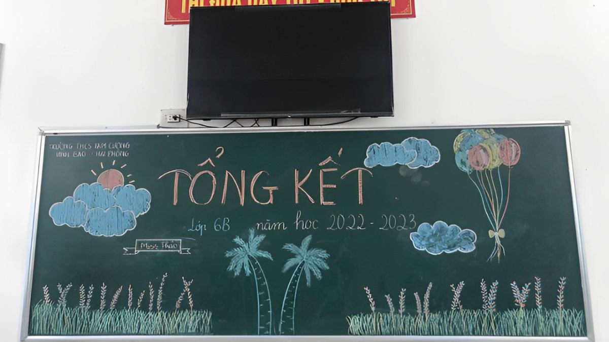 Trang trí bảng tổng kết năm học đơn giản