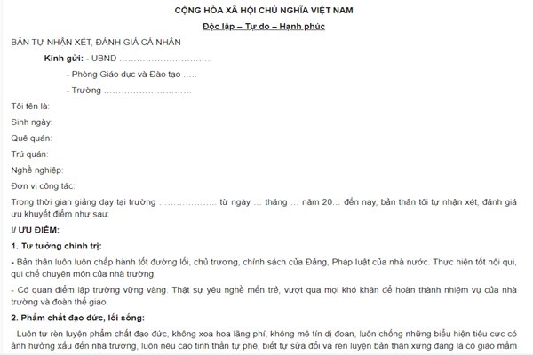 [HƯỚNG DẪN] Cách viết bản tự nhận xét đánh giá cá nhân chuẩn nhất 2023 - Ảnh 2