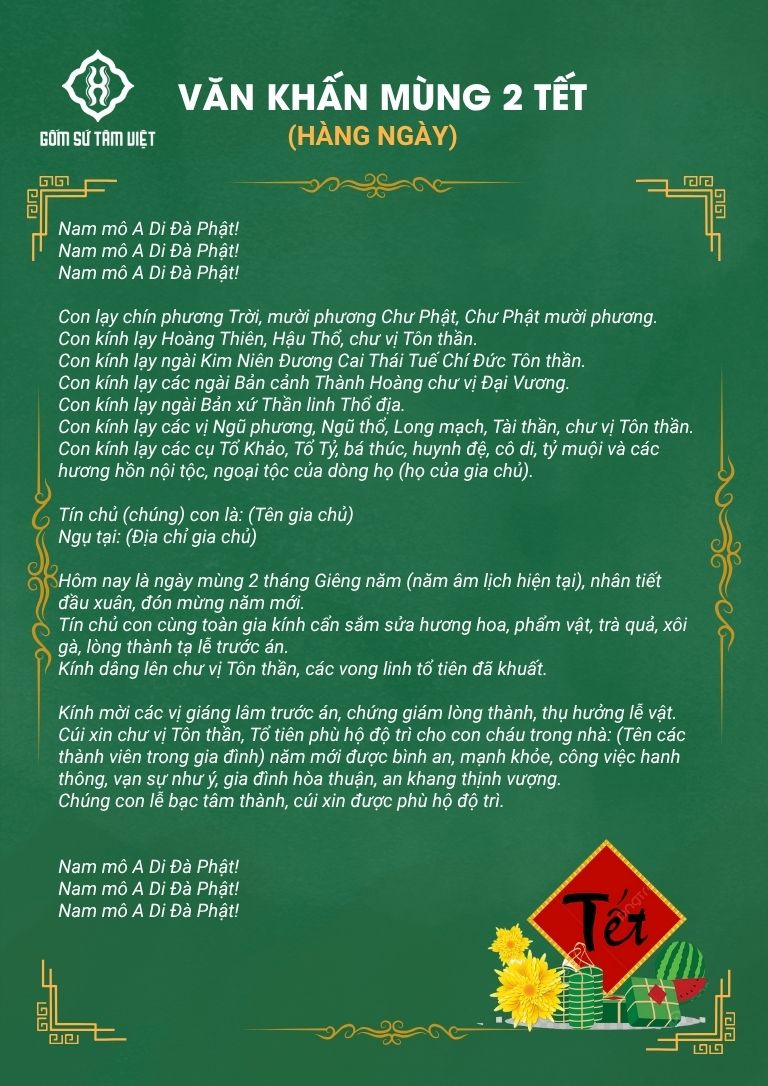Mẫu văn khấn mùng 2 tết nguyên đán