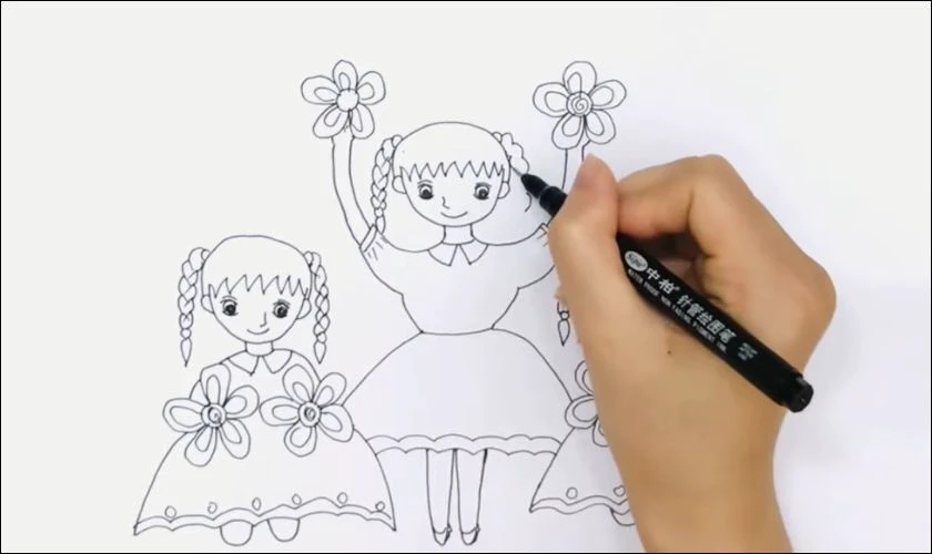 Vẽ chi tiết nhân vật và cảnh vật