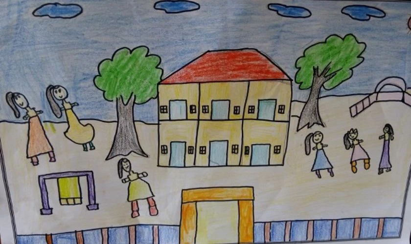 Mẫu tranh vẽ ngày khai giảng đẹp cho trẻ mầm non