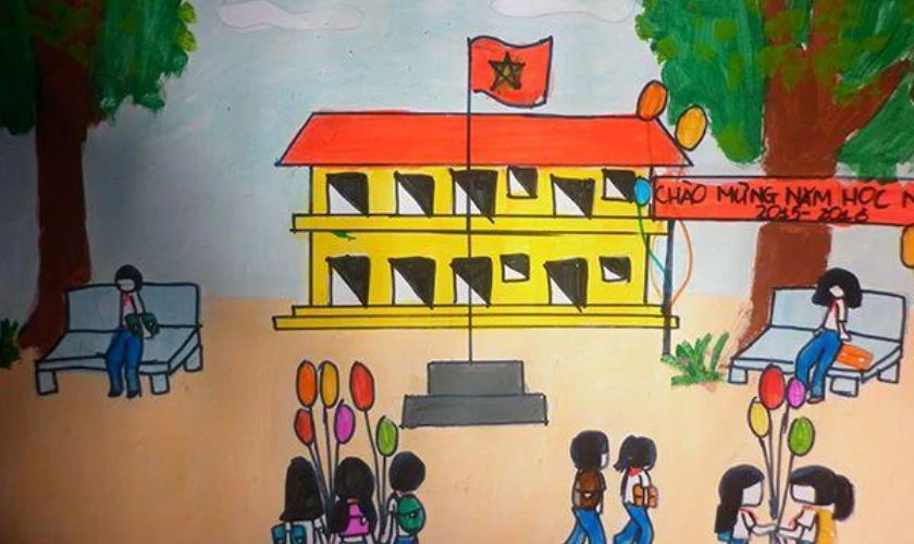 Mẫu tranh ngày khai giảng cho trẻ mầm non