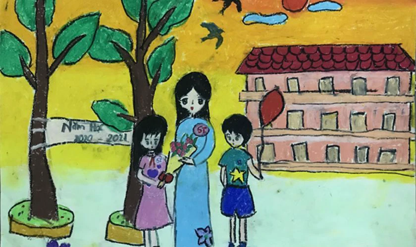 Ý tưởng vẽ ngày khai giảng cho trẻ mầm non