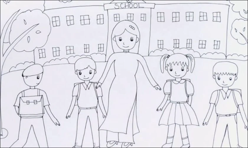 Tranh tô màu ngày khai giảng cho bé