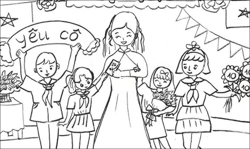 Tranh tô màu ngày khai giảng đẹp cho bé