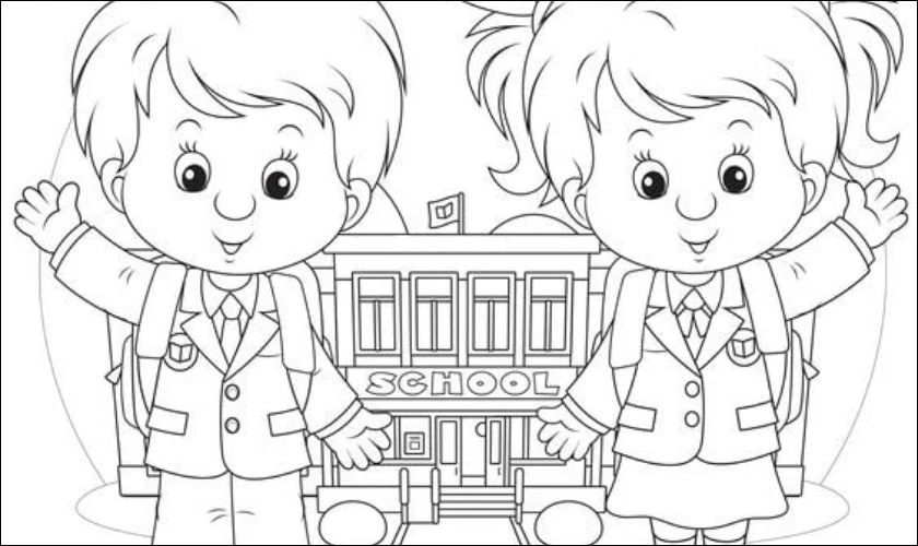Tranh vẽ tô màu ngày khai giảng cho bé