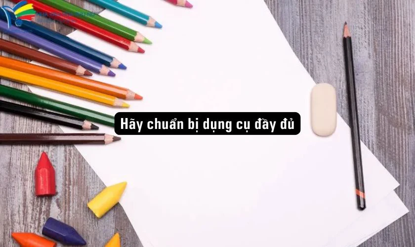 Dụng cụ để vẽ tranh ngày khai giảng đơn giản