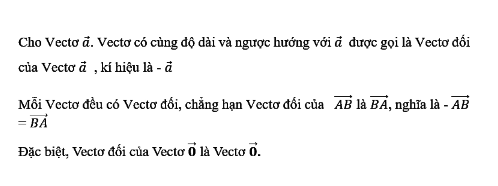 Hiệu của hai Vectơ