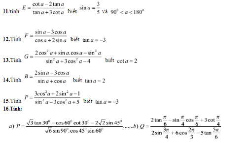 bai tap luong giac lop 10 12