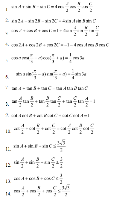 công thức lượng giác lớp 10