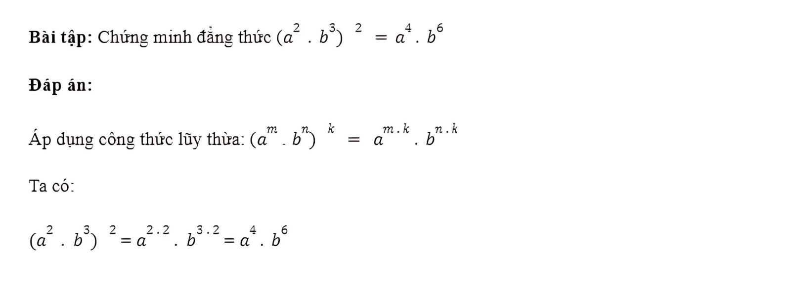 Bài tập Chứng minh đẳng thức trong luỹ thừa