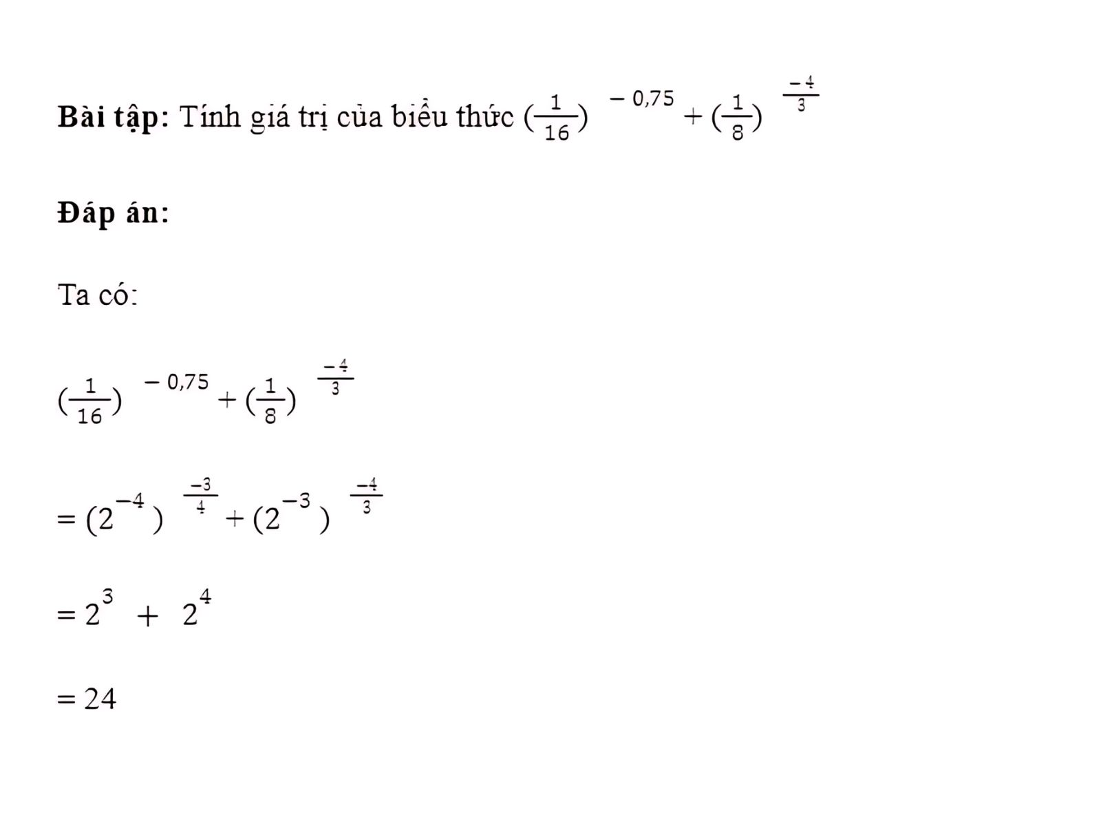 Tính giá trị biểu thức