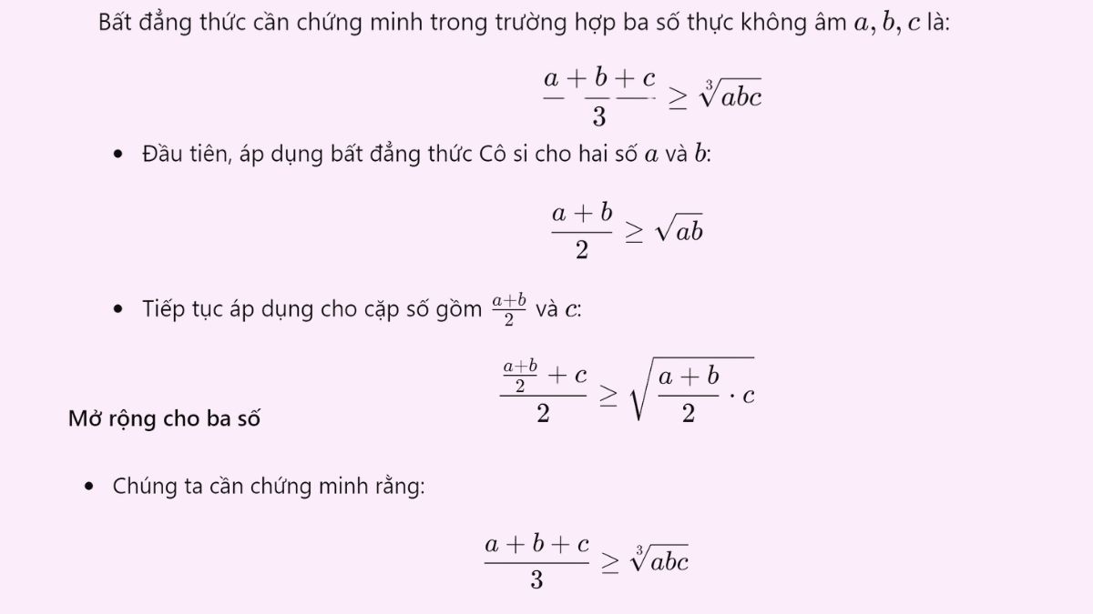 Chứng minh bất đẳng thức Cô si với 3 số thực không âm (Hình minh họa 1)