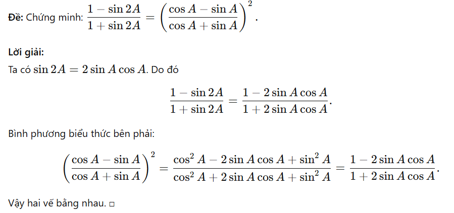 bài tập lý thuyết hệ thức lượng giác