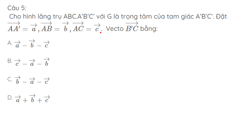 vecto trong không gian lớp 11 - Bài tập trắc nghiệm 