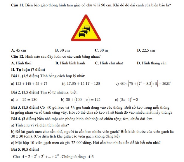 bai thi giua ki 1 lop 6 5