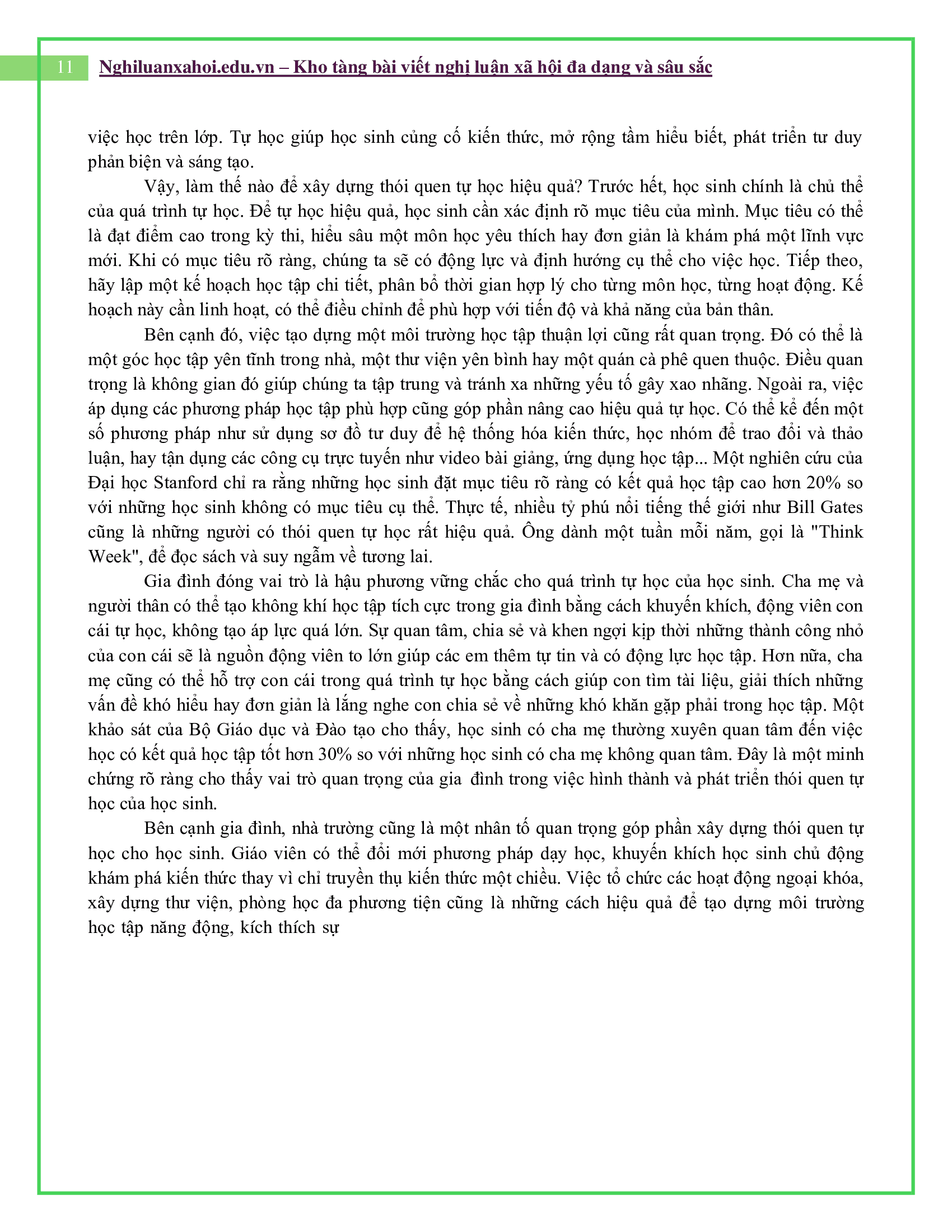 Là học sinh, theo em làm thế nào để xây dựng thói quen tự học hiệu quả?