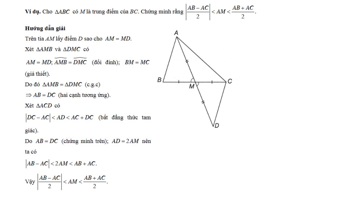 Ví dụ minh họa về bất đẳng thức tam giác