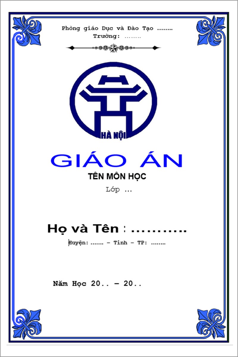 Mẫu bìa giáo án số 3