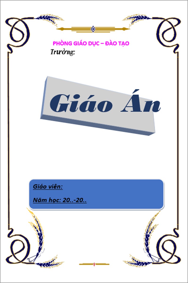 Mẫu bìa giáo án số 7