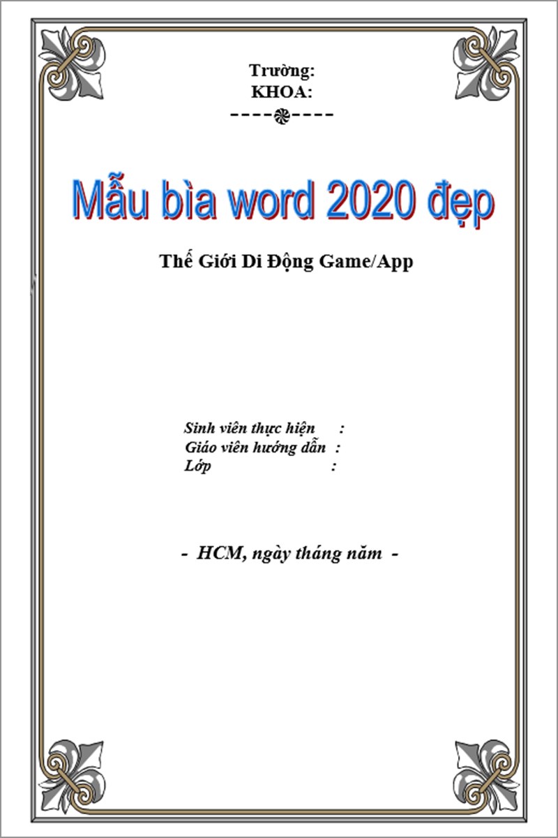 Mẫu bìa word nằm ngang số 10