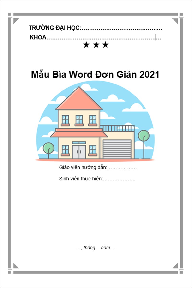 Mẫu bìa word đơn giản 2021 mẫu số 7