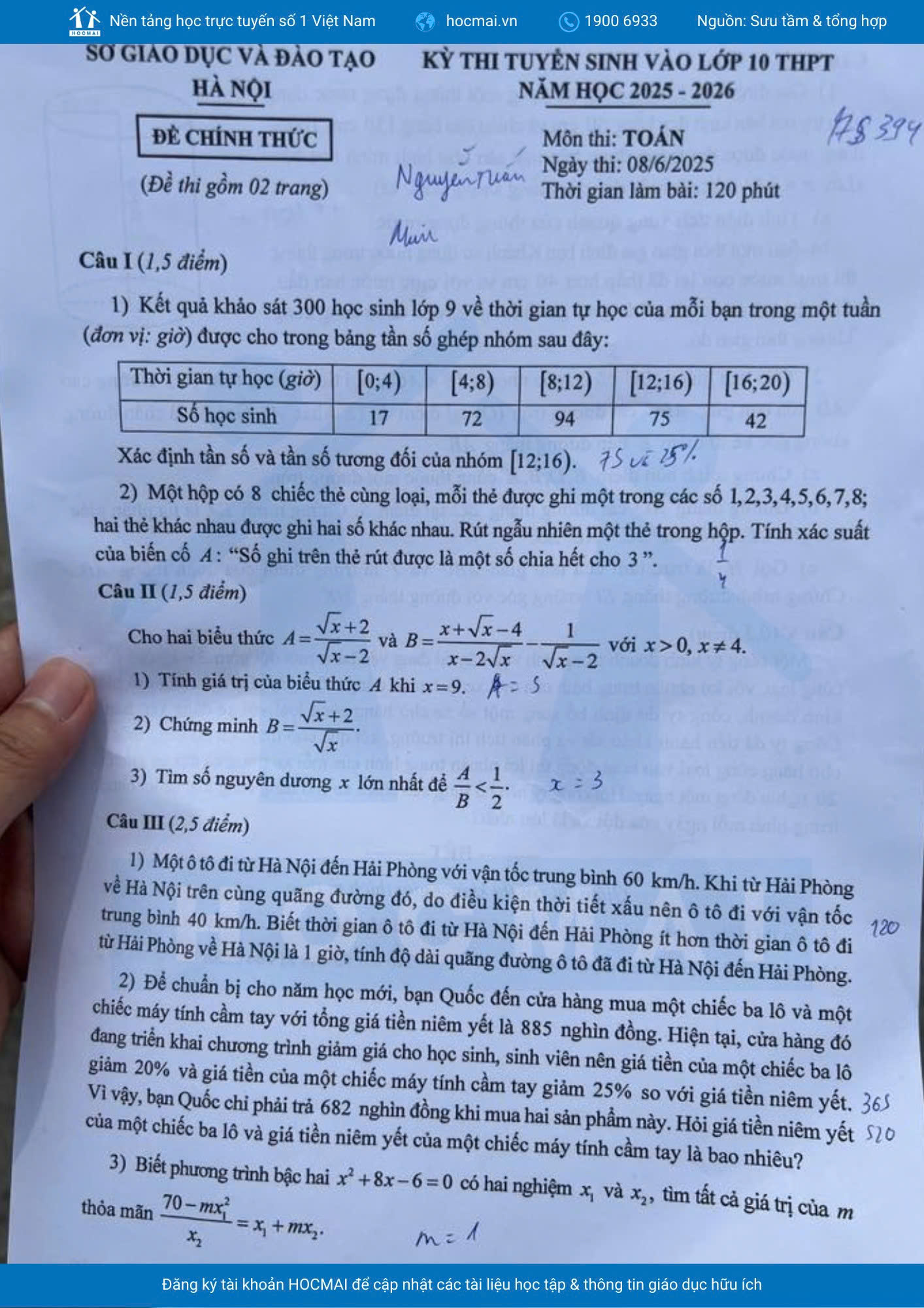 cac dang de toan thi vao 10