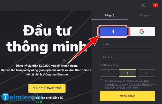 binomo tao tai khoan